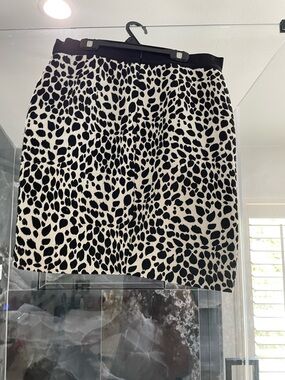 Ann Taylor Black and White Animal-Print Mini Skirt